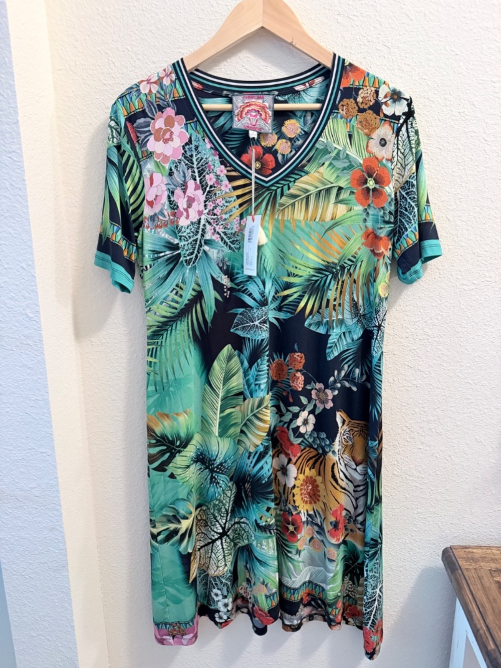 🖤🐅 Johnny Was Janie Favorite V-Neck Swing Dress "Tigres" NWT | Sz Small - Picture 3 of 8